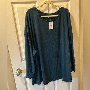 Evan’s 26/28 (4X) Women's Teal Green Long Sleeve Top Soft Touch Shirt NWT